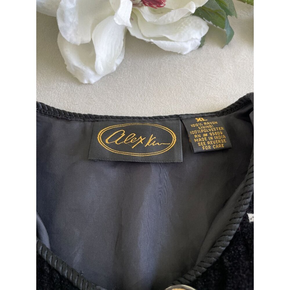 VTG Alex Kim Velvet Blend Button Jacket Abstract Embroidory Design Grandmacore - Picture 8 of 11